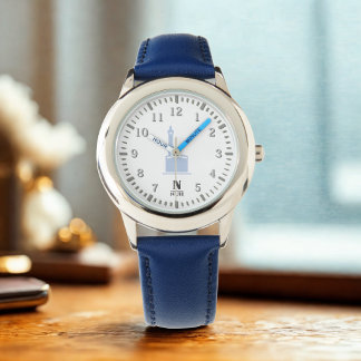 Relógio Kid's Kaaba Watch - Numerais Árabes, Corda Azul