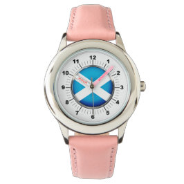 Relógio Kid's Scotland Flag Pink Leather Strap Watch