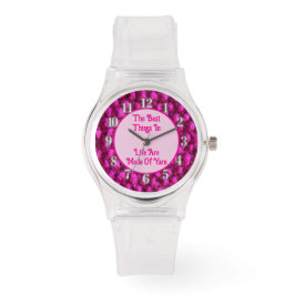 Relógio Knit Pink Crochet Patterno Crafty Love Yarn