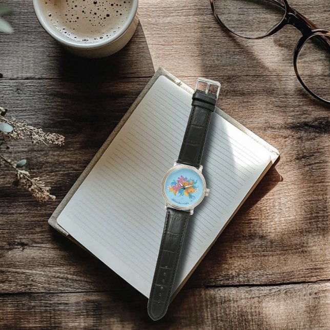 Relógio Koi Fish Lotus Cherry Blossoms (Criador carregado)