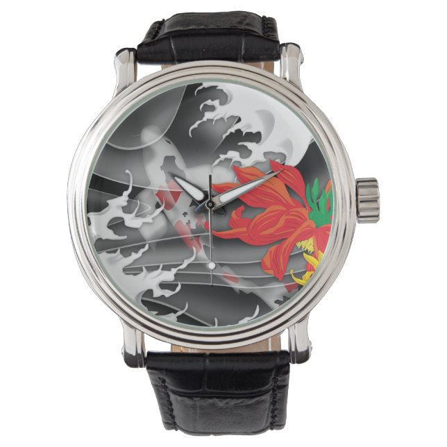 Relógio Koi tradicional japonês sob água (Frente)