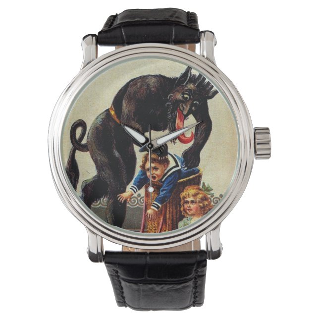 Relógio Krampus Kids no Basket Holiday Christmas Watch (Frente)