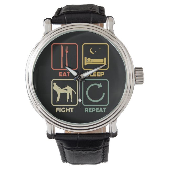 Relógio Krav Maga fight military martial arts Eat retro (Frente)