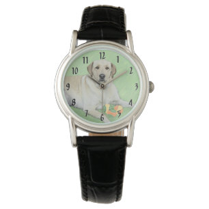 Relógio Labrador Amarelo - Impressão de Retriever e Tênis