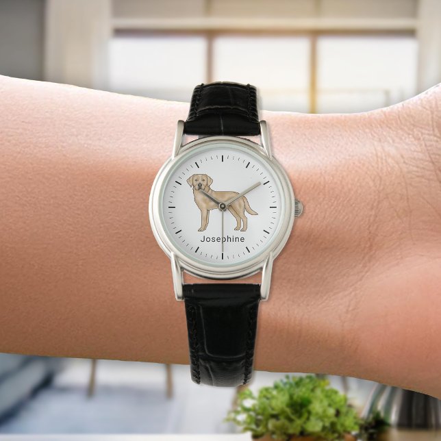 Relógio Labrador Amarelo Retriever Cute Lab Nome Arte (Criador carregado)