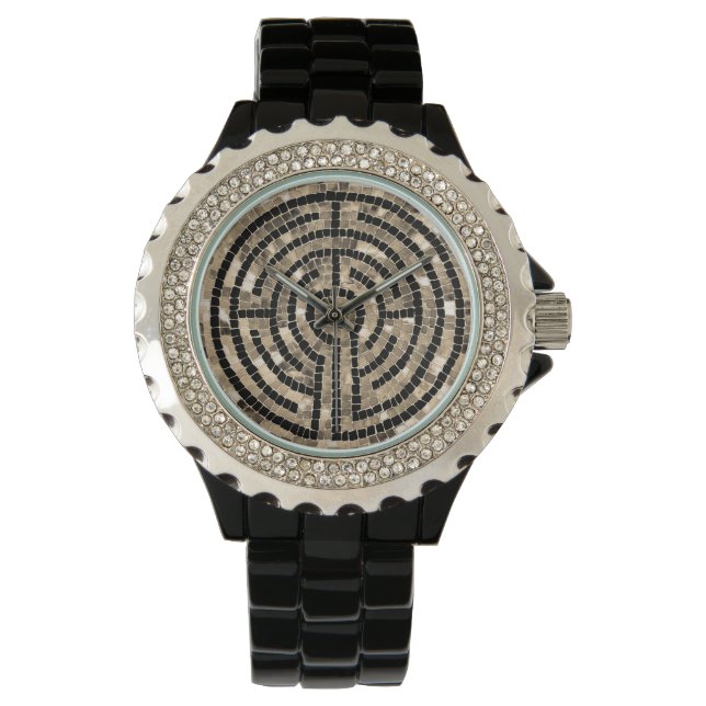 Relógio LABYRINTH V Rhinestone Black Enamel Watch (Frente)