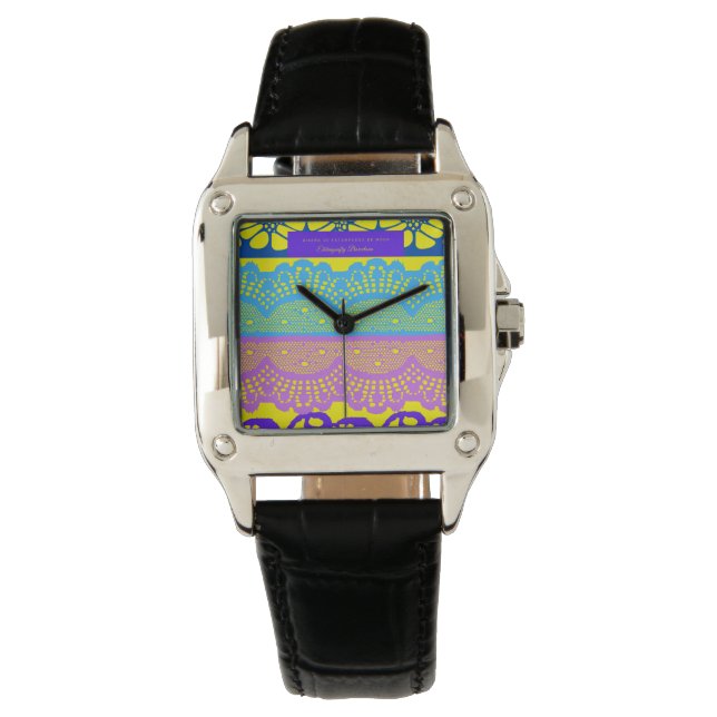 Relógio Lace floral espanhol design 8 (Frente)