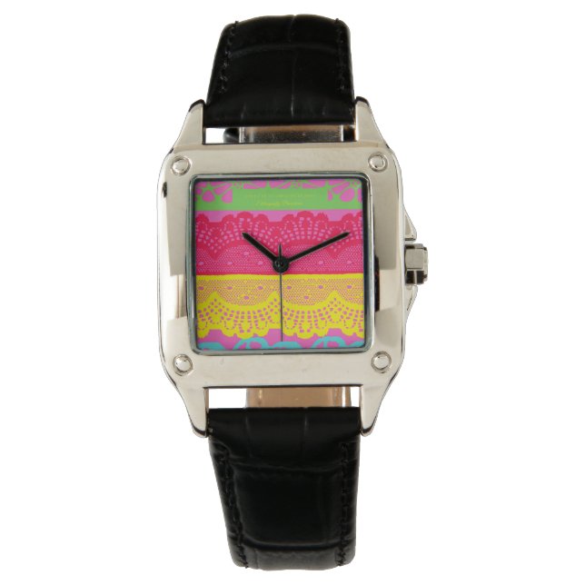 Relógio Lace floral espanhol design 9 (Frente)