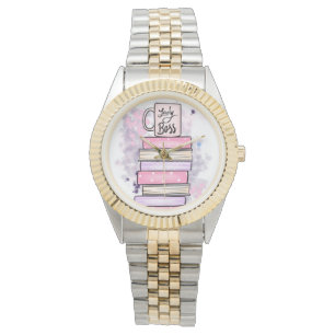 Relógio Lady Boss Books e Mug