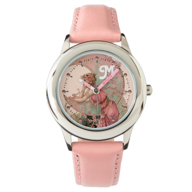 RELÓGIO LADY OF MOON WITH FLOWERS IN PINK MONOGRAM (Frente)