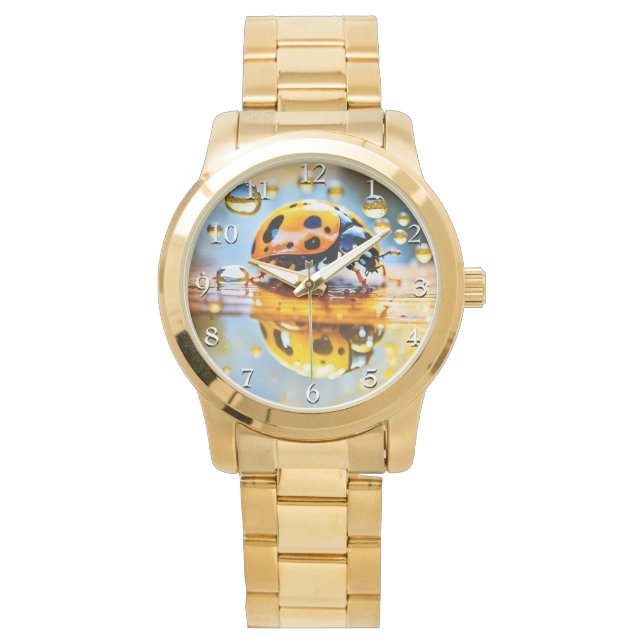 Relógio Ladybug na chuva (Frente)