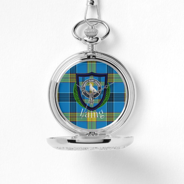 Relógio Laing Scottish Clan Tartan & Crest (Frente)