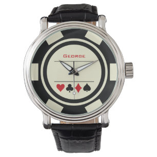 Relógio Las Vegas Poker Chip Casino Off White Black