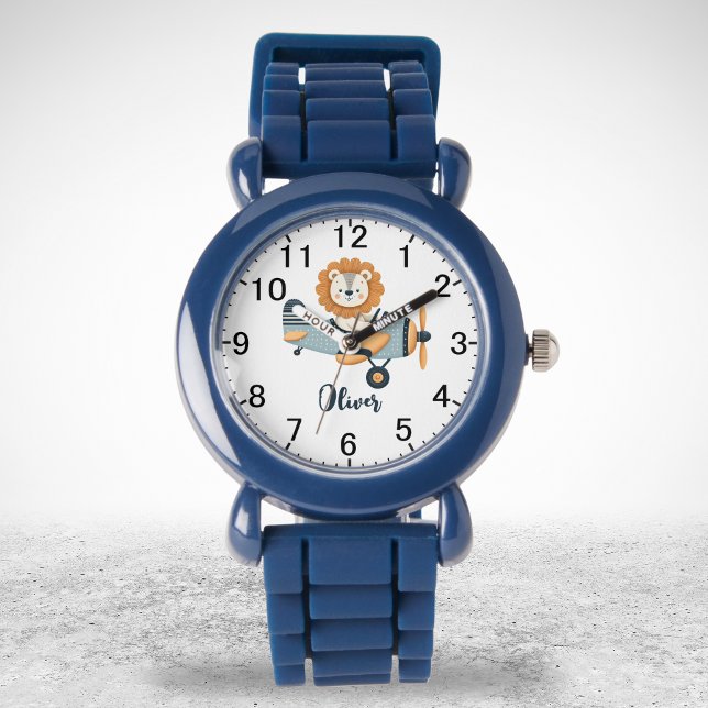 Relógio Leão de Cute Personalizado em Avião Encantador (Criador carregado)