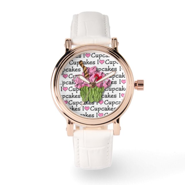 Relógio Lee Hiller I Love Cupcakes Designer Watch (Frente)