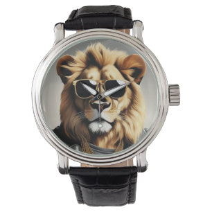 Relógio Legal Animal Com Óculos De Sol E Jaqueta De Couro