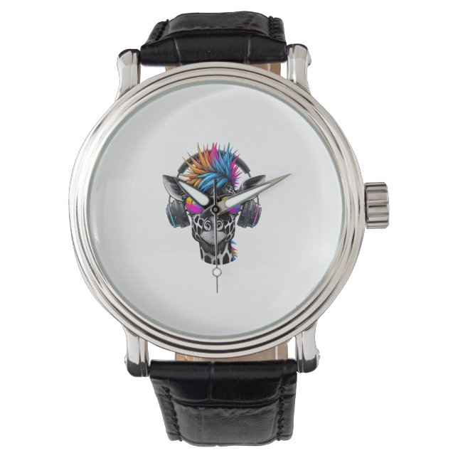 Relógio Legal Girafa Óculos de sol Fones de ouvido Girafas (Frente)