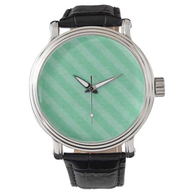 Relógio Legal Green Twill Stripes Chevron Watch (Frente)
