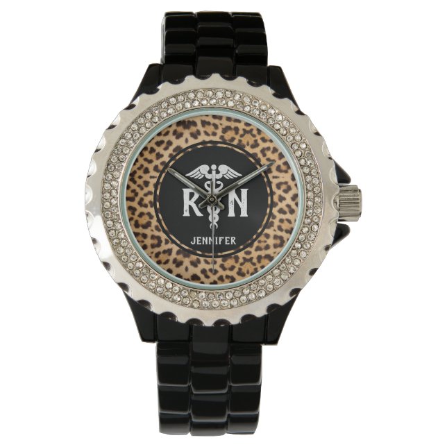 Relógio Leopard Print Silicone Nurwatch (Frente)
