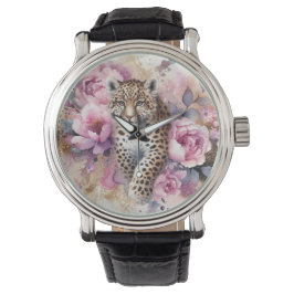 Relógio Leopardo e Rosa Watch