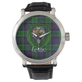 Relógio Leslie Scottish Clan Tartan & Crest