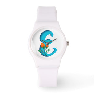 Relógio Letra maiúscula E monograma floral