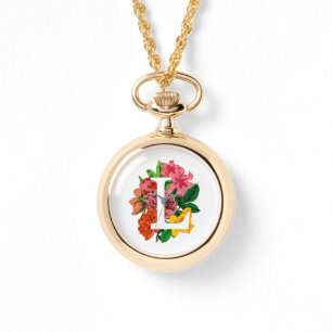 Relógio Letra maiúscula L monograma floral