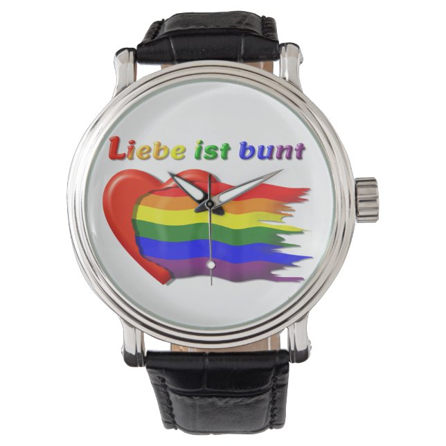 Relógio LGBT - Regenbogen 2 - Liebe eWatch Armbanduhr (Frente)
