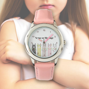 Relógio Lhamas-colorido-brancas personalizadas