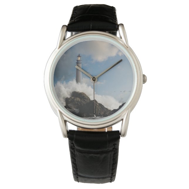 Relógio Lighthouses | Lighthouse With Crashing Waves (Frente)