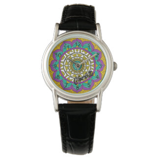 Relógio Linda Flor Puro e Verde, Mandala Watch