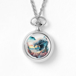 Relógio Lindas Ondas Oceânicas Coloridas