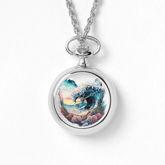 Relógio Lindas Ondas Oceânicas Coloridas (Frente)