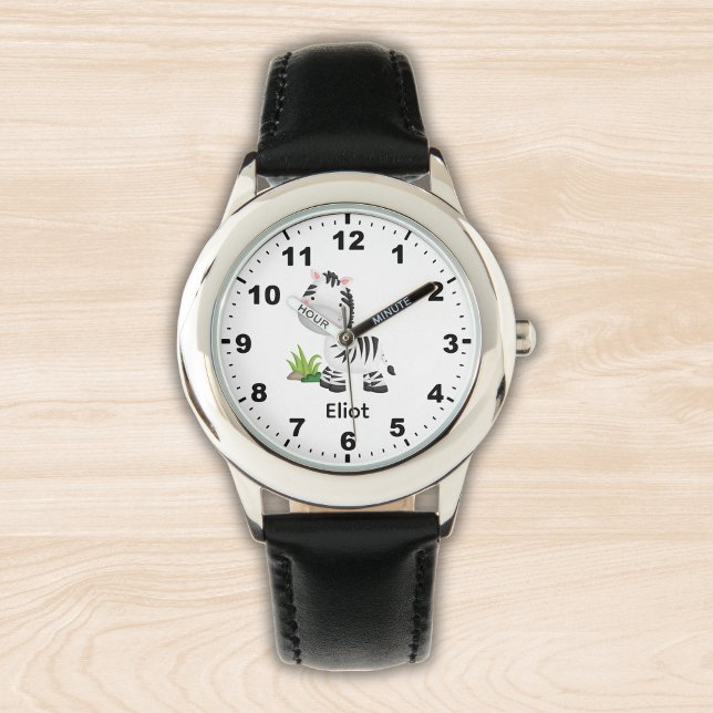 Relógio Lindo Animales de la Selva Niño Zebra  (Criador carregado)