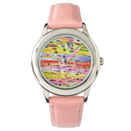 Relógio Linhas Coloridas Abstrato Aquarela