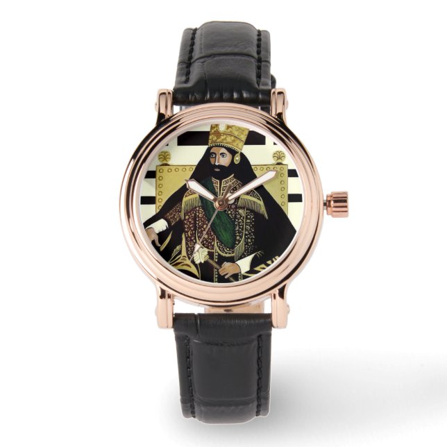 Relógio Lion of Judah Haile Selassie Rastafari Gold Watch  (Frente)