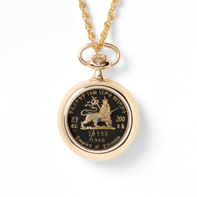 Relógio Lion of Judah Haile Selassie Rastafari Gold Watch  (Frente)