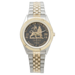 Relógio Lion of Judah Haile Selassie Rastafari Gold Watch 