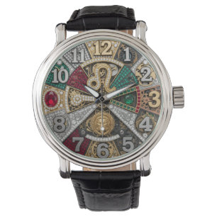 Relógio Lion Watch, sinal de zodioca, Steampunk, gems