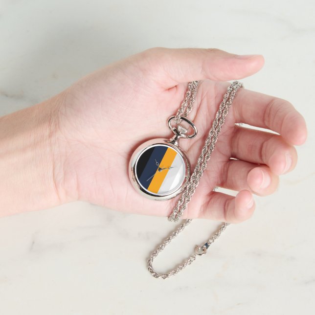 Relógio Listras amarelas, azuis, brancas e pretas (Mão)