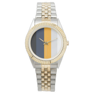 Relógio Listras amarelas, azuis, brancas e pretas