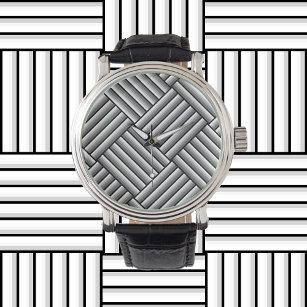 Relógio Listras modernas em preto, branco e cinzas - legal