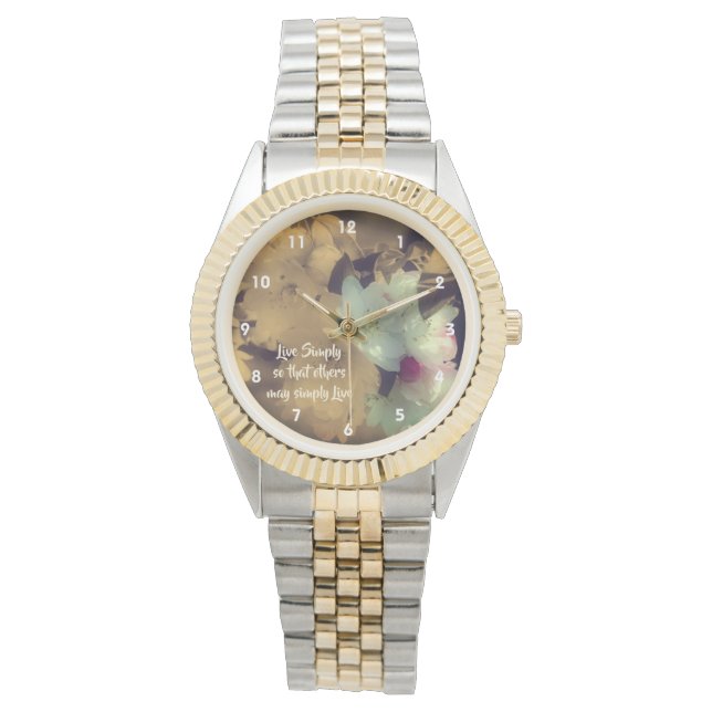 Relógio Live Simply Blossoms Inspirational Words   (Frente)