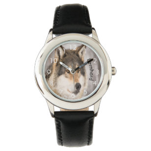 Relógio Lobo cara vida selvagem sobrevoo nome da floresta 
