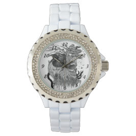 Relógio Lobo e Raven com crânio