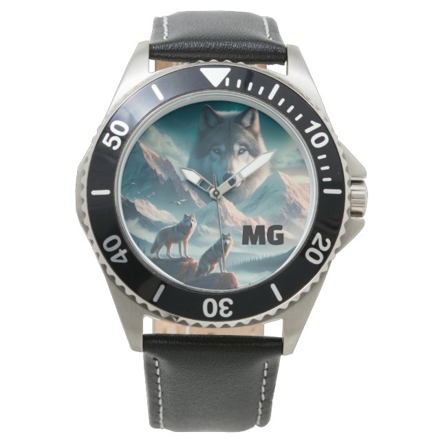 Relógio Lobo Espiritual ao Crepúsculo eWatch Watch (Frente)