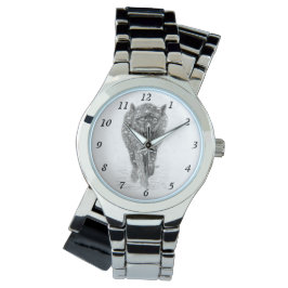 Relógio Lobo Negro Zangado na Neve, inverno selvagem