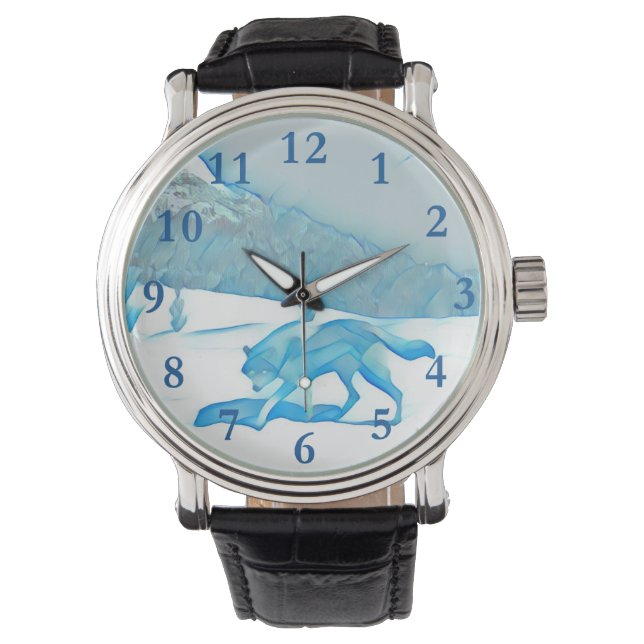 Relógio Lobo Solitário No WInter (Frente)