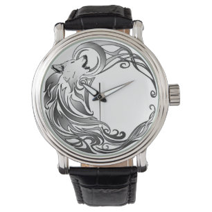 Relógio Lobo Tribal - Sombreado