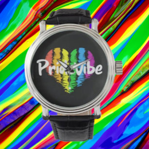 Relógio Logotipo do coração do PrideVibe - Torre Preta de 